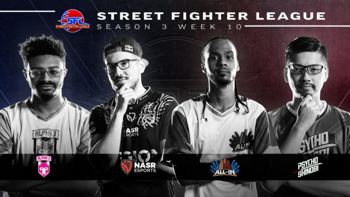 Quatre joueurs de la saison 3 de la Street Fighter League en noir et blanc