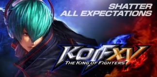 Le logo de The King of Fighters XV avec les inscriptions Shatter all expectations et coming 2021