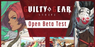 Le logo de Guilty Gear Strive avec la mention Open Beta Test au centre