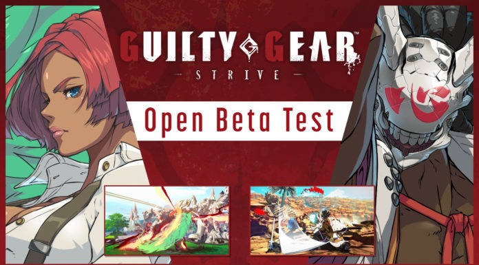 Le logo de Guilty Gear Strive avec la mention Open Beta Test au centre