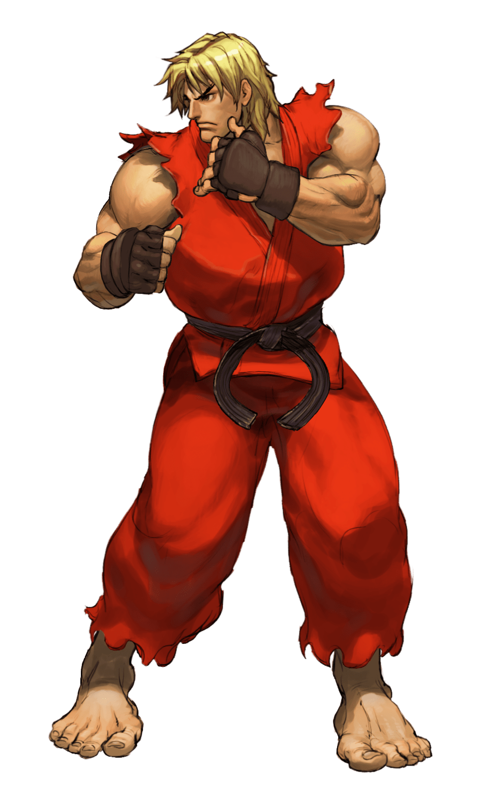 Le personnage de Street Fighter Ken portant un kimono rouge