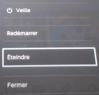 Menu de la Nintendo Switch permettant de mettre en veille, d'éteindre, de redémarrer la console