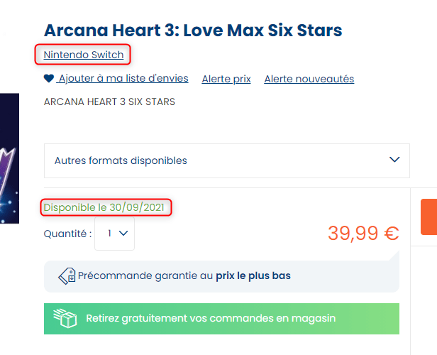 Le jeu Arcana Heart 3: Love Max Six Stars sur Cultura pour Switch