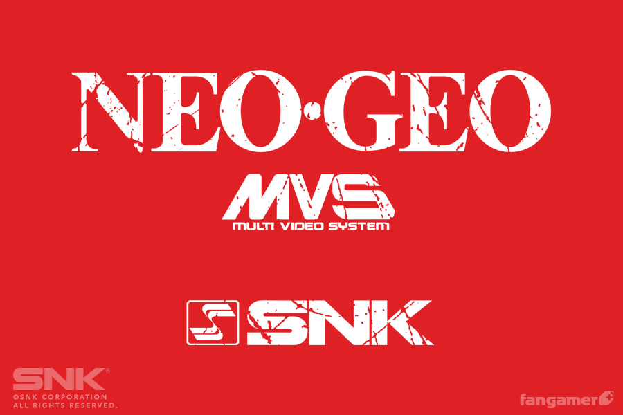 Le logo de la Neo Geo MVS sur fond rouge