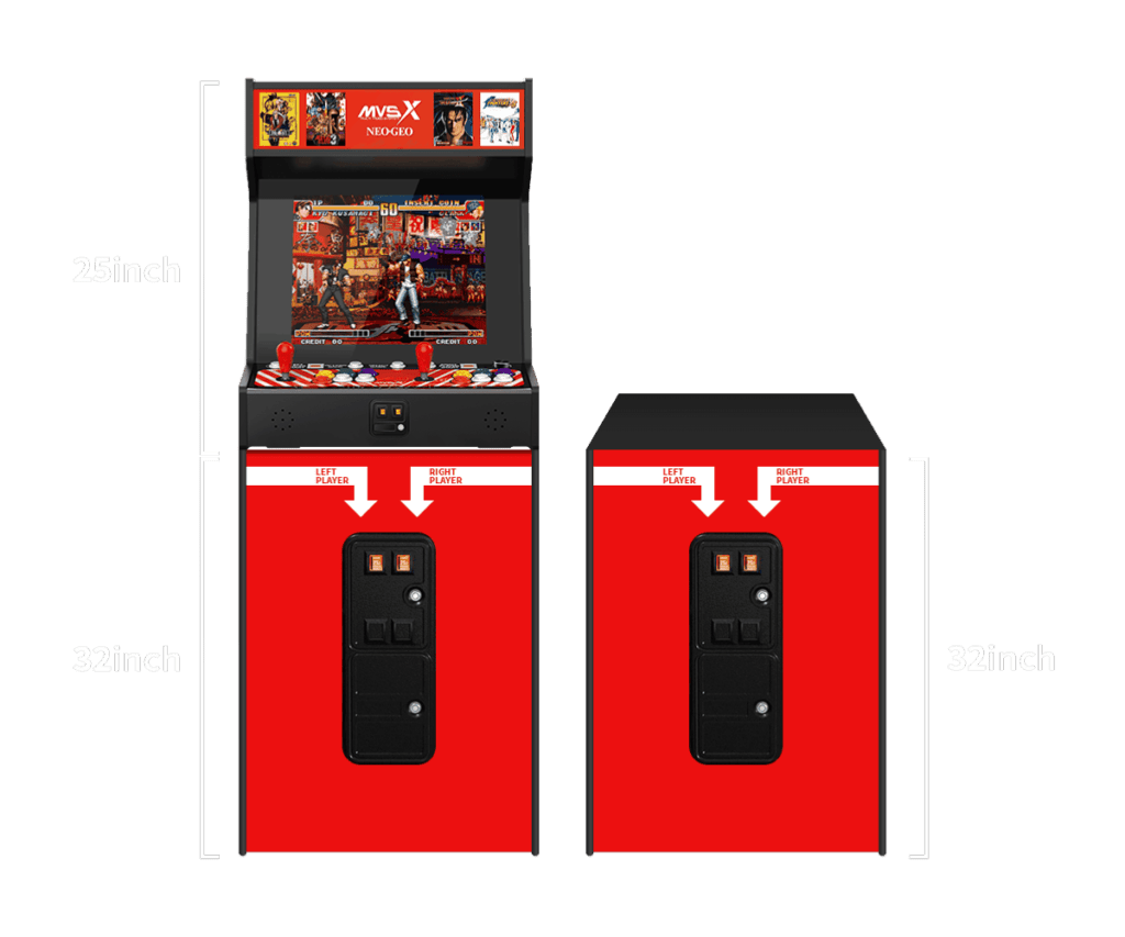 La Neo Geo MVSX en rouge avec parties haute et partie basse
