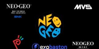 Les logos de différentes consoles NeoGeo : AES, MVS, Mini, Pocket