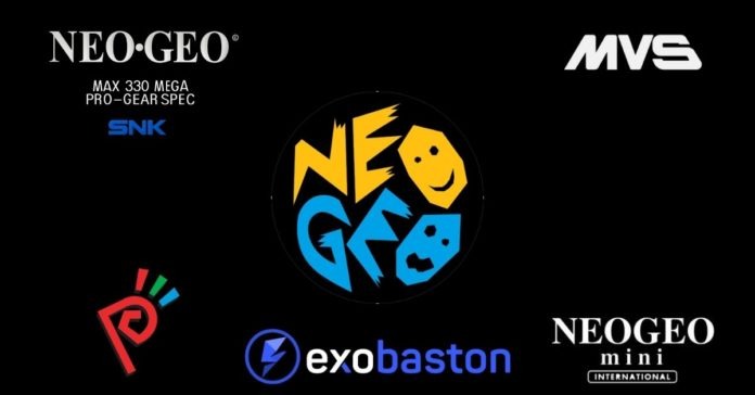 Les logos de différentes consoles NeoGeo : AES, MVS, Mini, Pocket