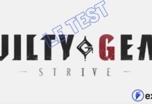 Le logo de Guilty Gear Strive avec inscrit le test