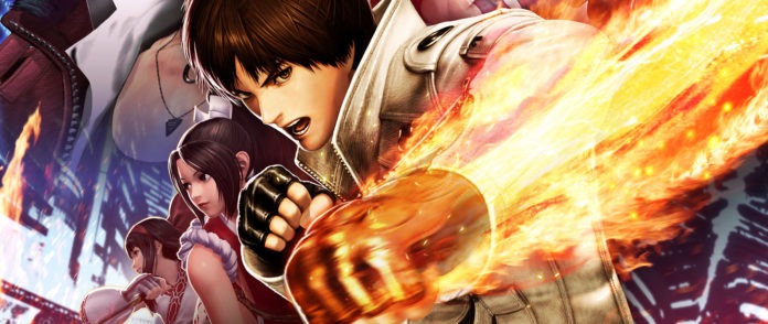 Kyo Kusanagi qui donne un coup de poing gauche enflammé dans KOF14