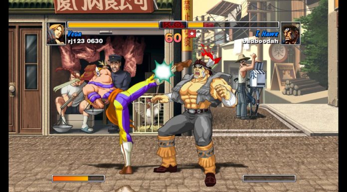 Vega donne un coup de pied à T-Hawk de Street Fighter II