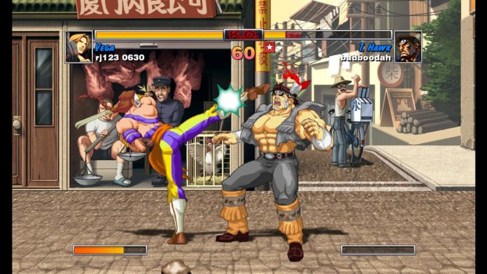 Vega donne un coup de pied à T-Hawk de Street Fighter II