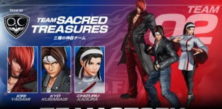 L'équipe de The King of Fighter XV Sacred Treasures composée de Iori, Kyo et Chizuru