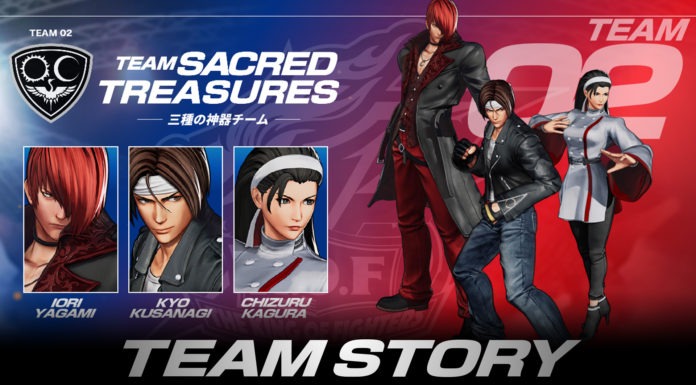 L'équipe de The King of Fighter XV Sacred Treasures composée de Iori, Kyo et Chizuru