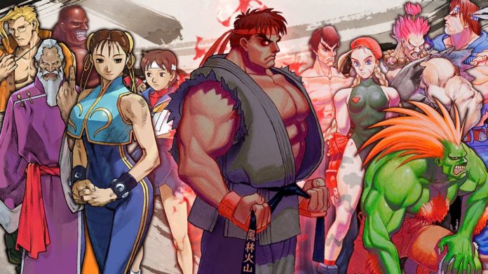 Les personnages de Street Fighter avec Evil Ryu au centre pour le 35e anniversaire de la série