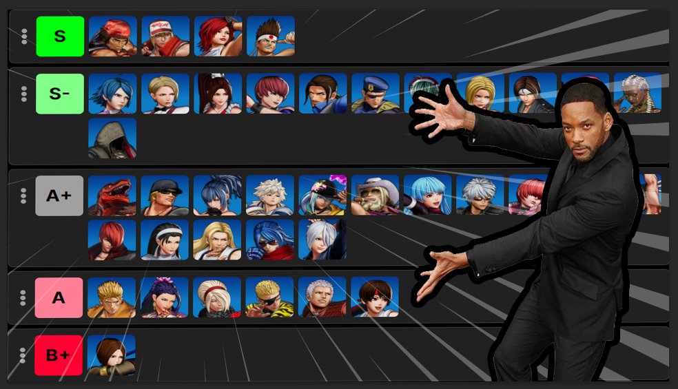 Will Smith présentant une tier list de The King of Fighters XV créée par Reynald