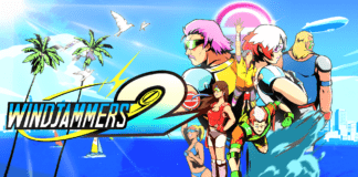 logo du jeu Windjammers 2 avec tous les personnages