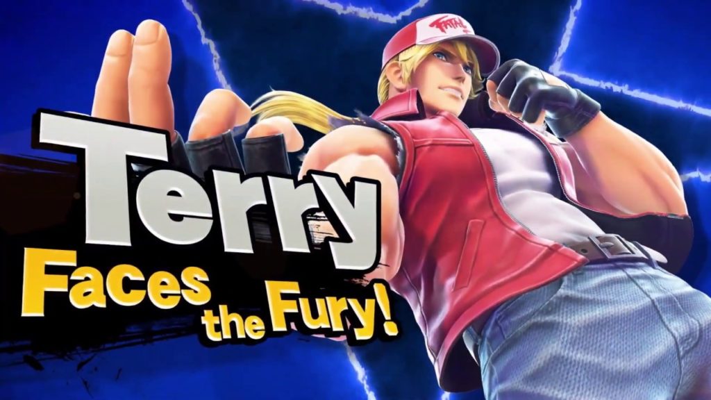 Le personnage Terry Bogard dans Smash Bros. Ultimate avec le texte Terry Faces the Fury