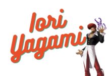 Le personnage de KOF Iori Yagami avec son nom en toutes lettres