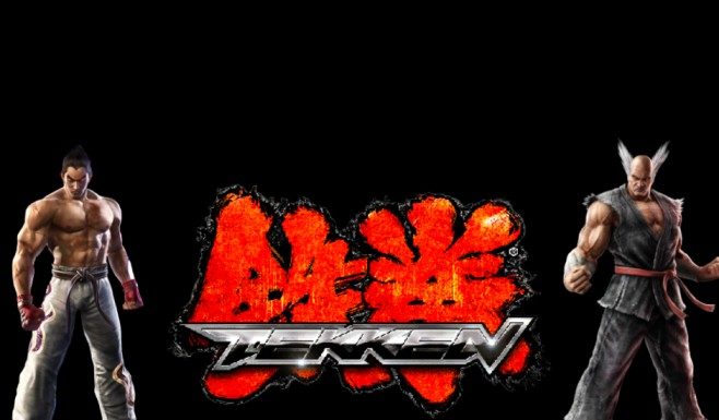Logo de Tekken entouré de deux personnages