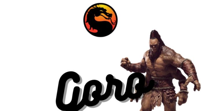 Goro de Mortal Kombat avec le logo de la série