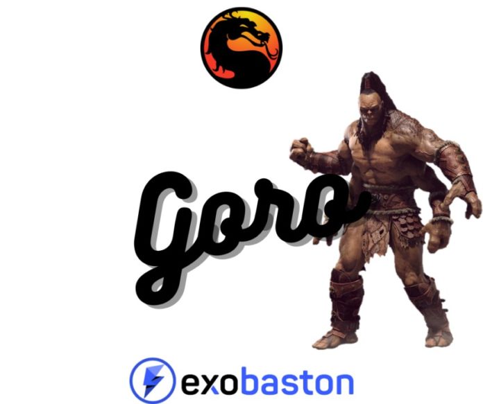 Goro de Mortal Kombat avec le logo de la série