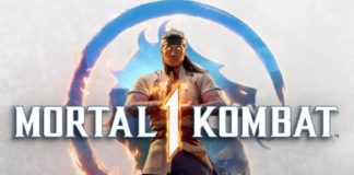 Logo de Mortal Kombat 1 avec Liu Kang au centre