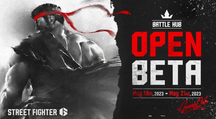 L'affiche de la bêta ouverte de Street Fighter 6 avec Ryu de dos